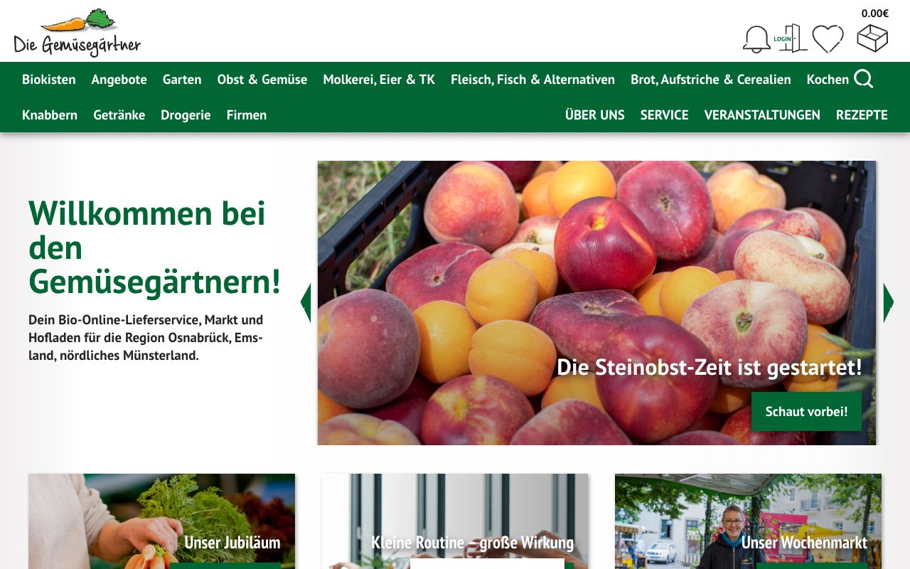 Screenshot der Gemüsegärtner Startseite