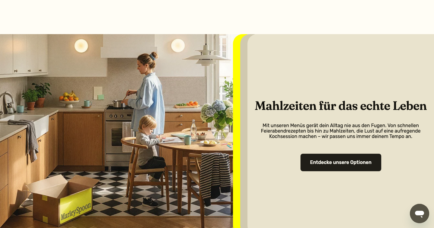 Screenshot: Marley Spoon Startseite