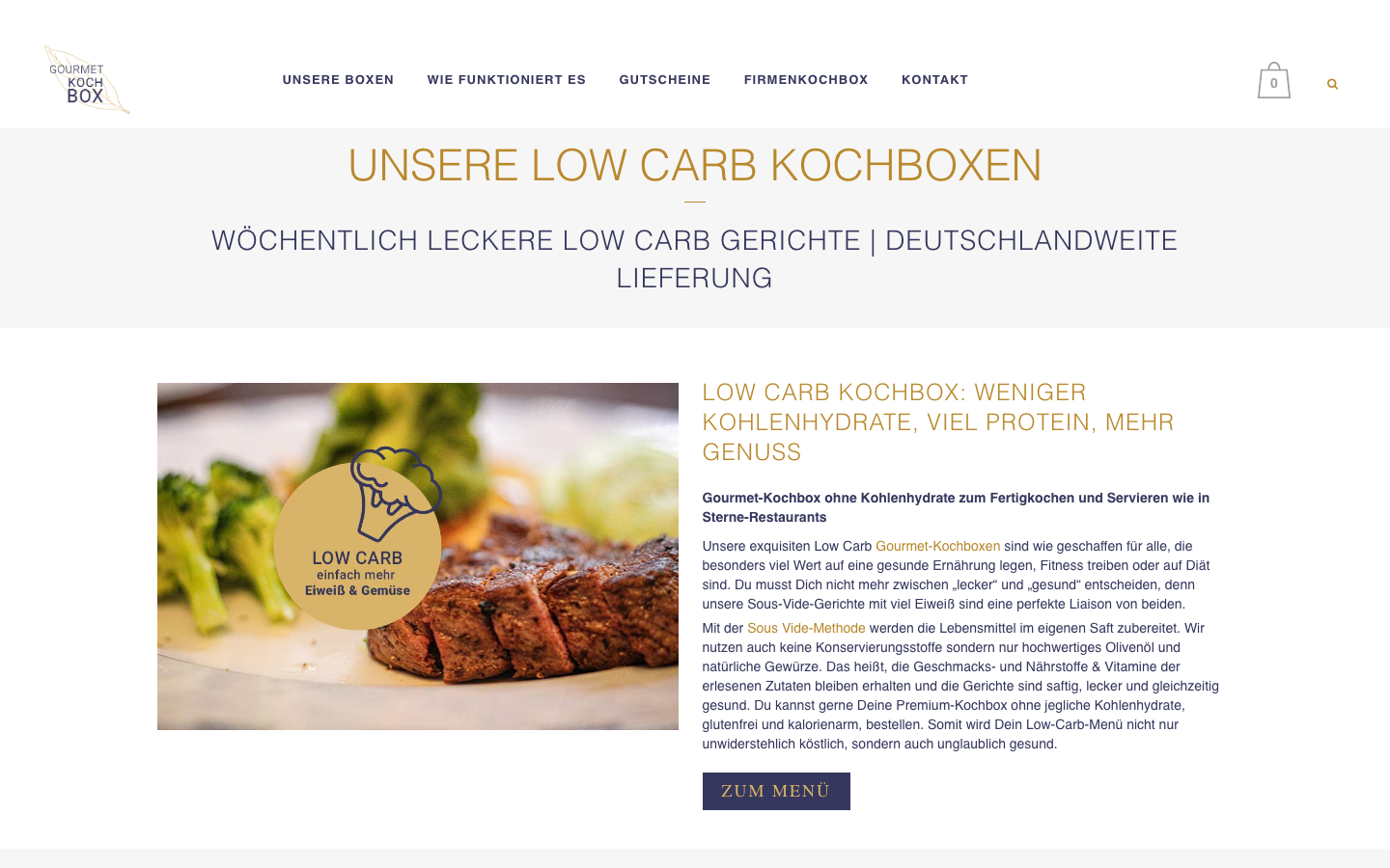 Gourmetkochbox Low-Carb-Kochbox mit Sous-Vide-Gerichten