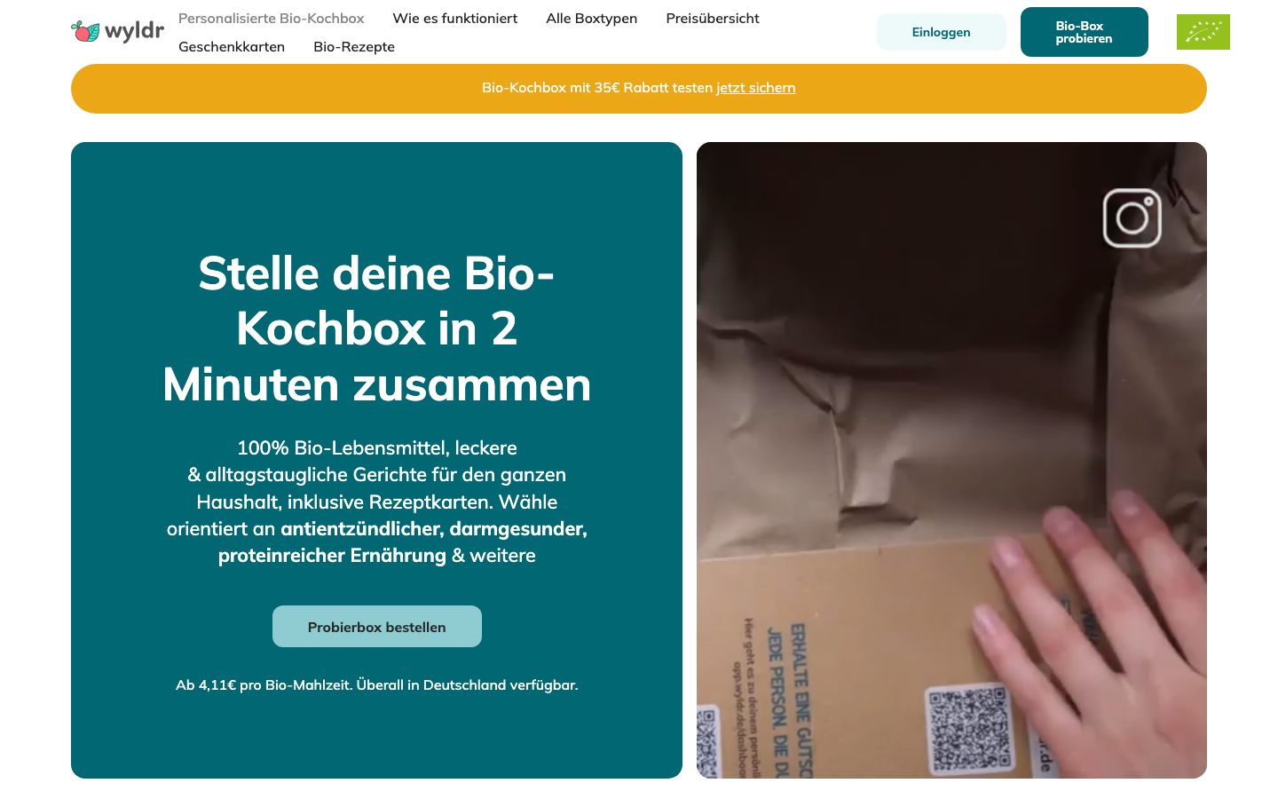 Screenshot: wyldr Startseite