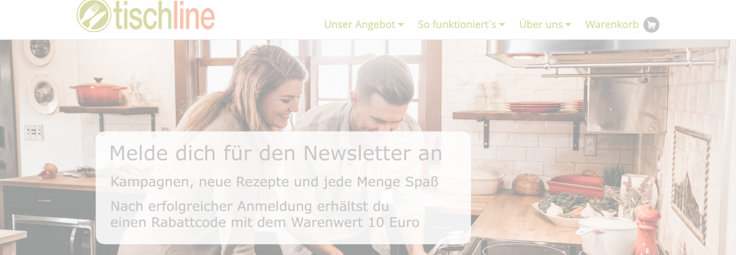 Tischline Kochbox Homepage — günstige Kochbox ohne Abo ab 4,45 € pro Portion