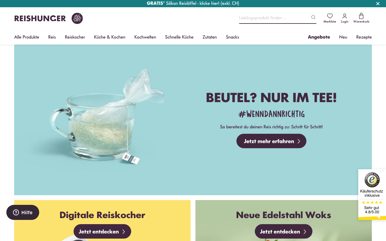 Reishunger Kochbox Homepage – Kochboxen ohne Abo ab 5,00 € pro Portion