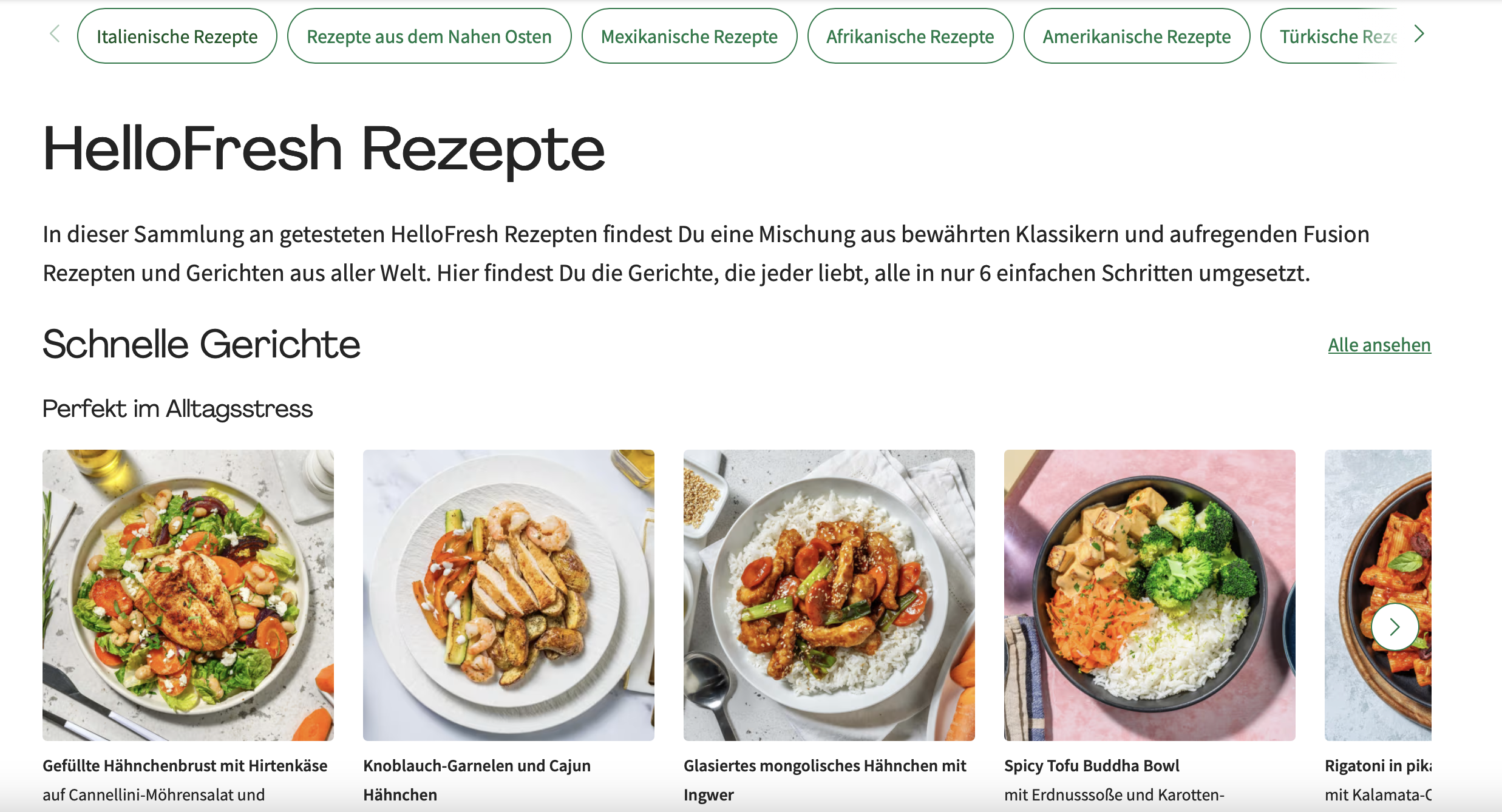 HelloFresh Rezepte Webseite