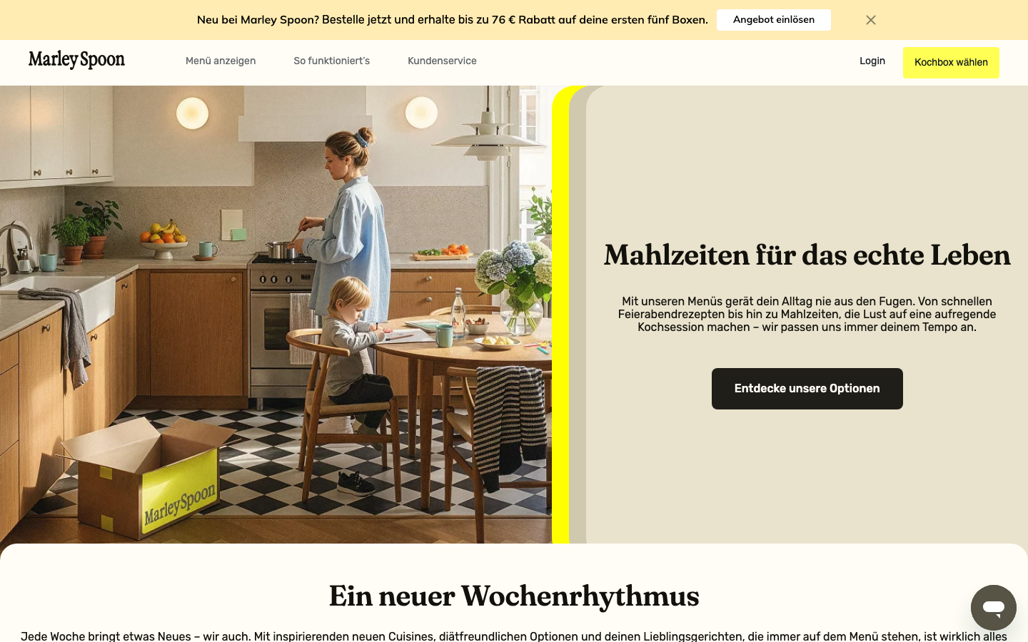 Marley Spoon Startseite – Kochbox für das echte Leben