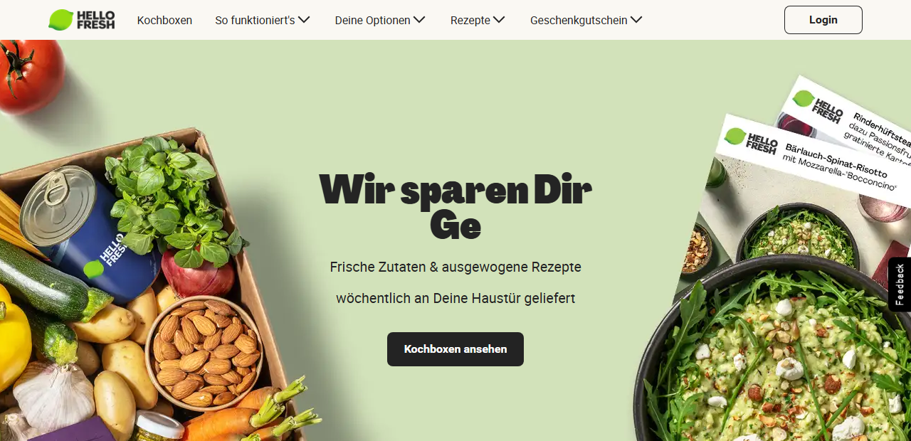 HelloFresh Homepage - Neukunden erhalten bis zu 100 Euro Rabatt auf die ersten Boxen