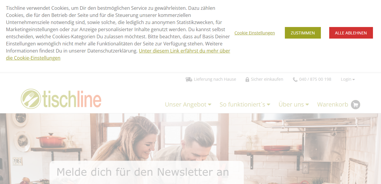 Tischline Homepage - Kochboxen ohne Abo ohne Vertragsbindung bestellen